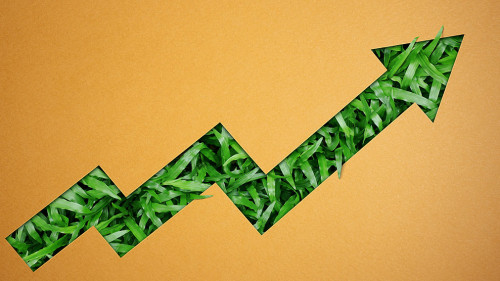 ESG, Environmental Care Concept. Craft Paper Cut as Upward Arrow