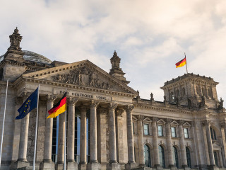 Facade of Reichstag building. Berlin, Germany