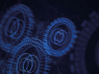 Abstract technology background. Technology concept. Gear wheel. Big Data concept. 3d illustration. 3d rendering.