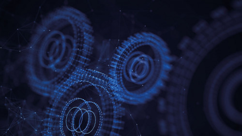 Abstract technology background. Technology concept. Gear wheel. Big Data concept. 3d illustration. 3d rendering.