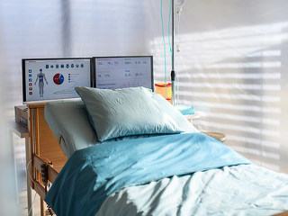 Empty bed in hospital room, coronavirus concept.