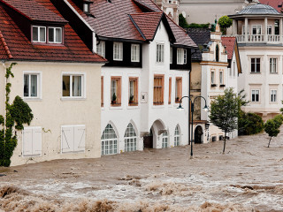 Hochwasser und Überflutung in Steyr, Österreich
