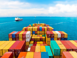 Cargo ships entering one of the busiest ports in the world, Sing