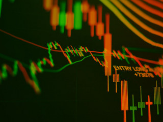 Candle stick graph chart of stock market investment trading. The