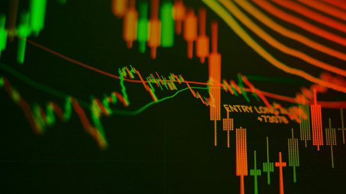 Candle stick graph chart of stock market investment trading. The