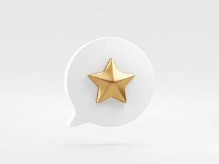 Gold best star rating 3d icon design element isolated on white b