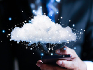 Cloud computing concept - connect to cloud. Businessman or infor