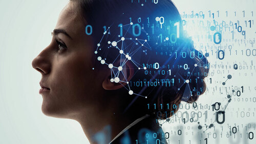 AI (Artificial Intelligence) concept. Deep learning. Digital tra