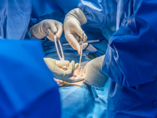 Doctor or surgeon did surgery of hernia mesh repair operation in