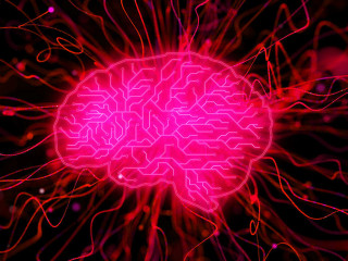 Creative blue brain wallpaper