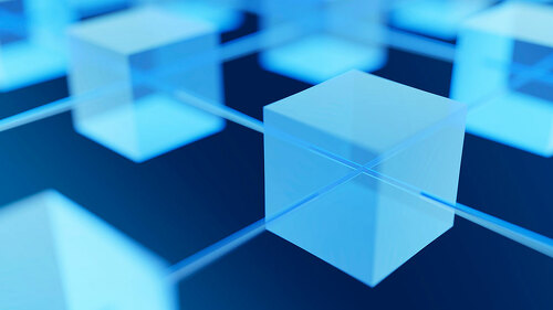 Block chain concept - digital code chain. 3d rendering