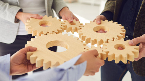 Business cooperation concept business team innovation strategy integration teamwork contract integration.