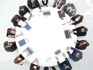 view from the top.meeting of shareholders of the company at the round - table.