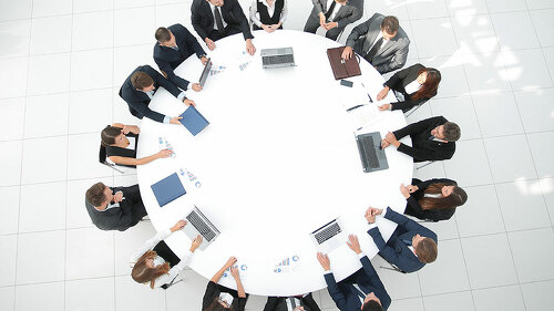 view from the top.meeting of shareholders of the company at the round - table.
