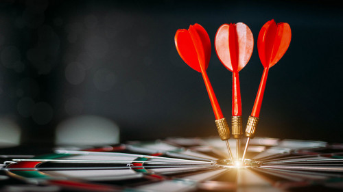 Red dart target with arrows for target business, marketing solut
