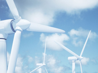 Windmills with the sky background and clouds