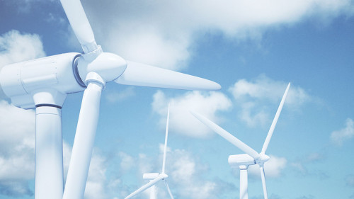 Windmills with the sky background and clouds