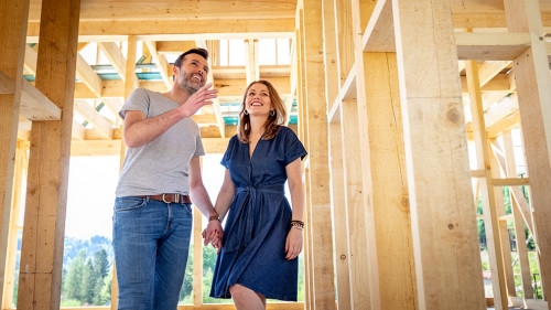 Couple make their dreams of building their own home come true visiting house under construction