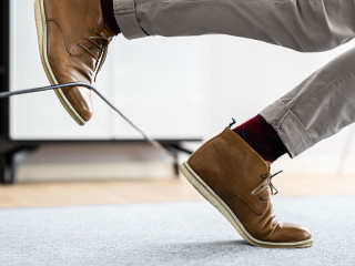 Wire Cord Trip Over And Fall. Feet Stumble