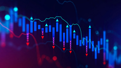 Falling digital graph, stock market crisis