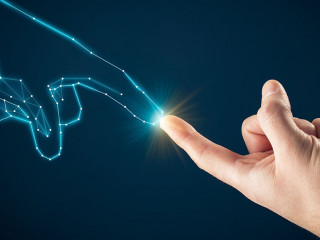 Artificial intelligence concept with hands