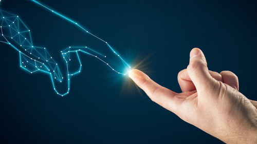 Artificial intelligence concept with hands