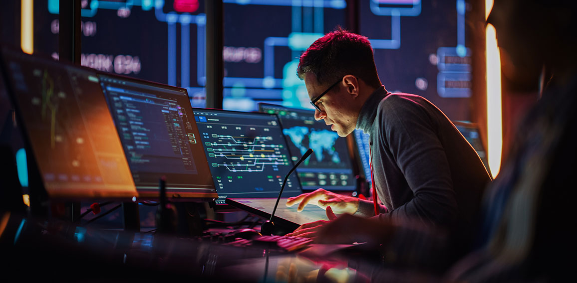 Professional IT Technical Support Specialist Making an Intercom