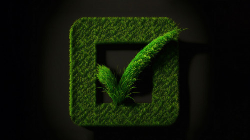 Checkmark made from grass, ai generated