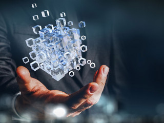 Glowing cubes. Innovation and creativity concept