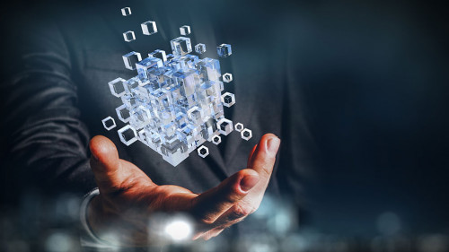 Glowing cubes. Innovation and creativity concept