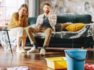 Roof is Leaking or Pipe Rupture at Home: Panicing Couple In Desp