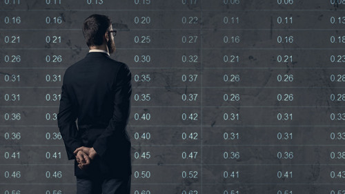 Businessman standing over diagram background. Business, office,