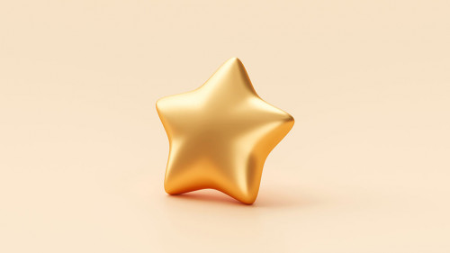 Gold star rating review isolated on best quality 3d background w