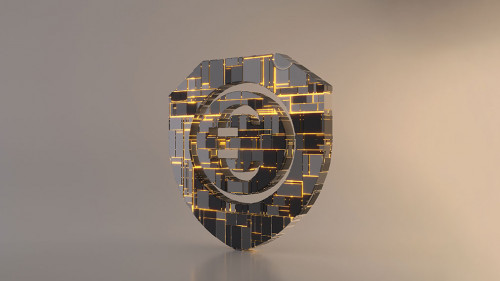 light background 3d rendering symbol of shield icon