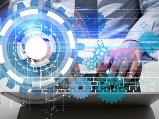 Technology concept laptop and water