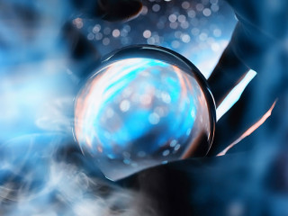 Astrological background. Crystal ball with predictions. Horoscop