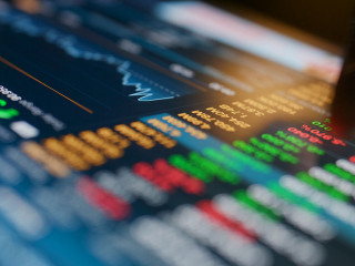 Stock market data graph on tablet