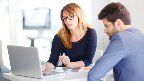 Financial advisor with client