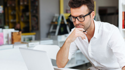 Man working on laptop