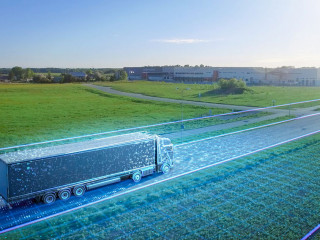 Futuristic High-Tech Concept: Big Semi Truck with Cargo Trailer