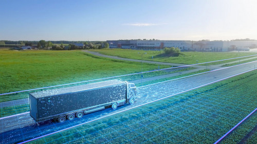 Futuristic High-Tech Concept: Big Semi Truck with Cargo Trailer