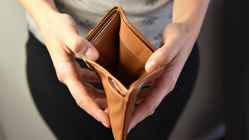 Leere Geldbörse ohne Geld