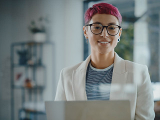 Modern Office: Portrait of Beautiful Creative Specialist with Sh