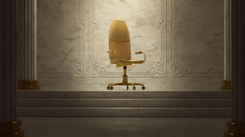 Goldener Bürostuhl als Thron