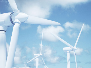 Windmills with the sky background and clouds