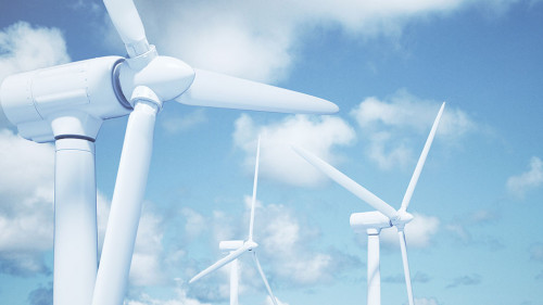 Windmills with the sky background and clouds