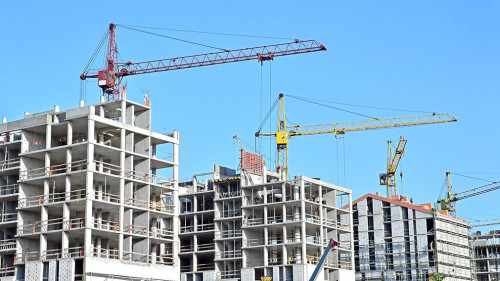 Crane and construction site