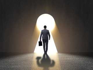 Businessman facing difficult choice dilemma