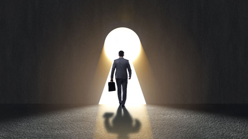 Businessman facing difficult choice dilemma