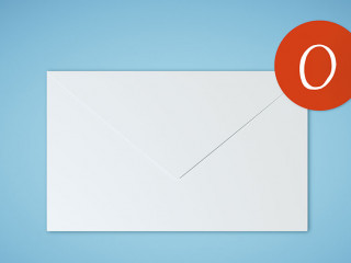 0 emails on blue background